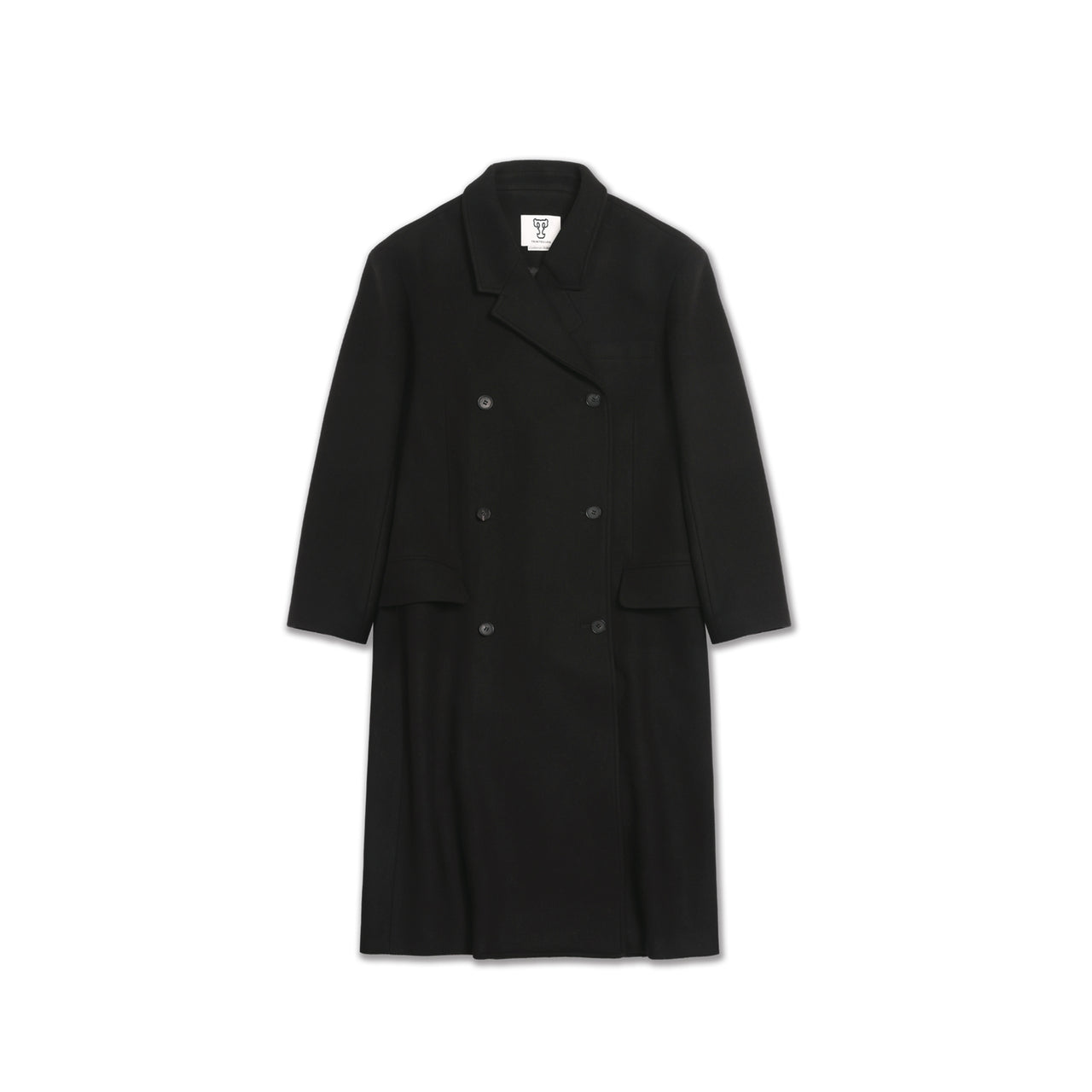 Black Asymmetric Notched-lapel Oversized Wool Coat
