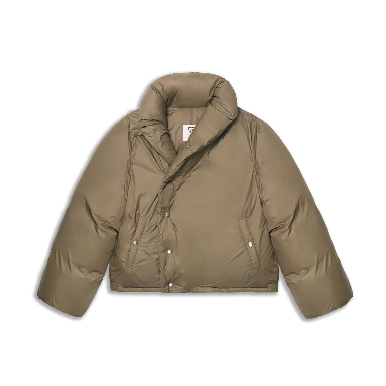 Olive Green Asymmetric-front Structured Down Coat