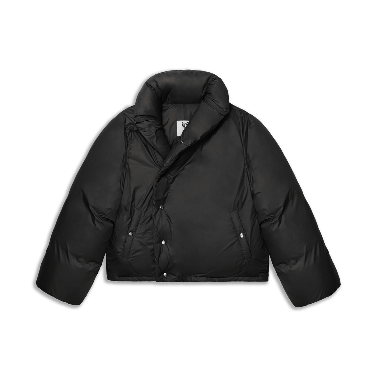 Black Asymmetric-front Structured Down Coat