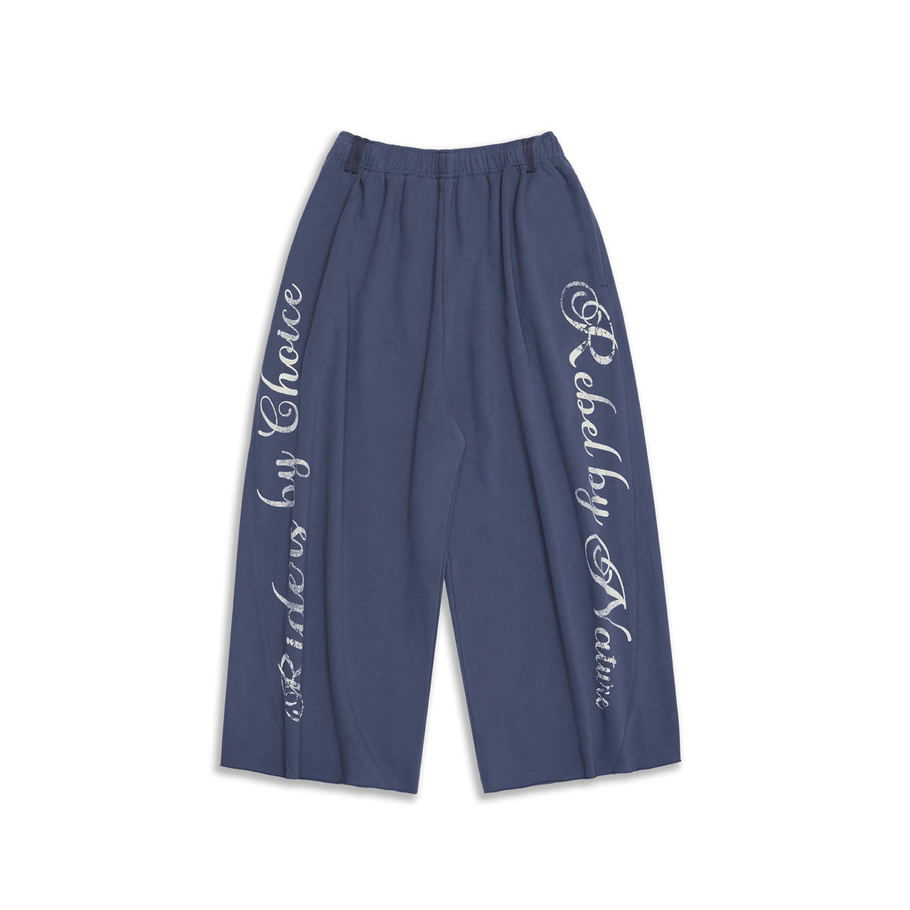 Denim Blue Printing Decorative Loose Nine-point Sport Pants