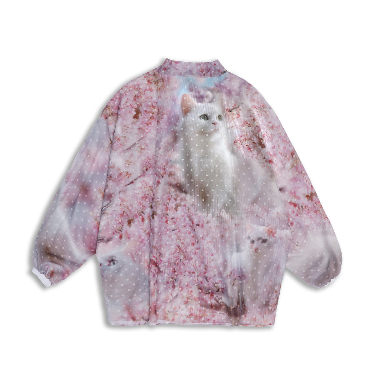Reversible Tie V-Neck Layered Cat Print Blouse
