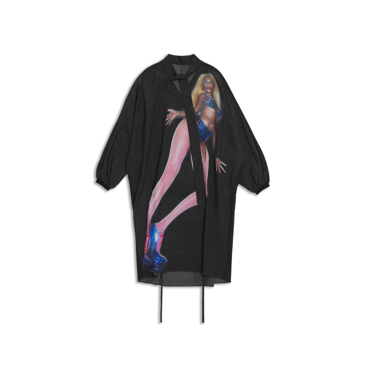 Motorcycle Girl Print Tie-Front Dress