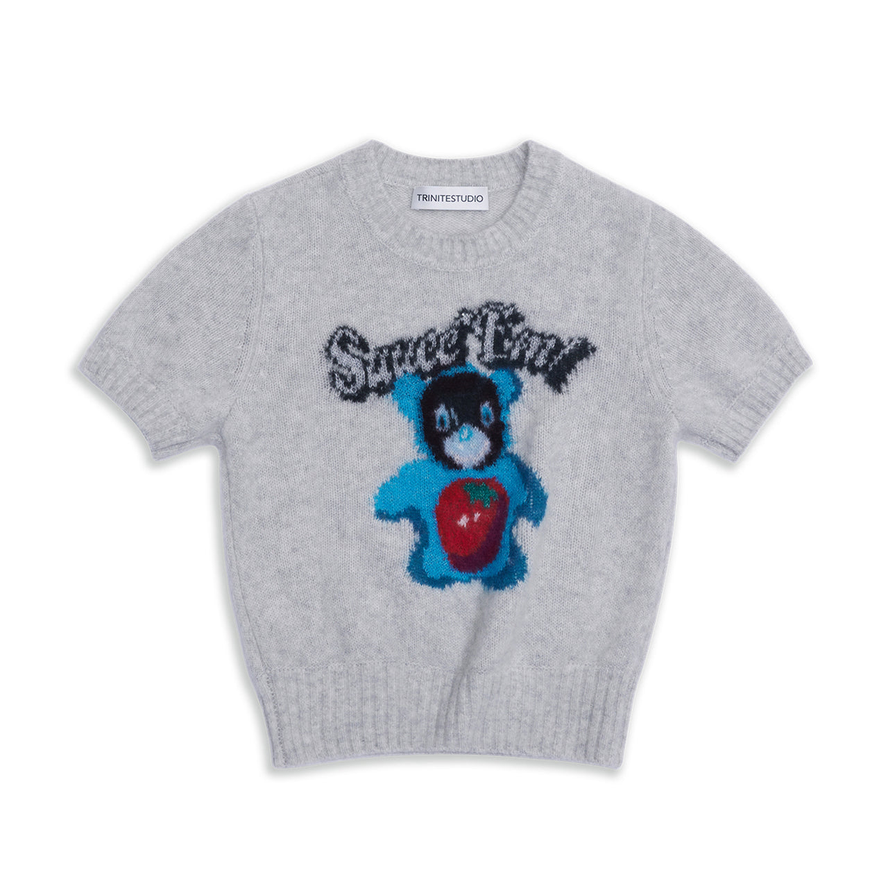 Tomato&Bear Pattern Cashmere Short-sleeve Knit Top