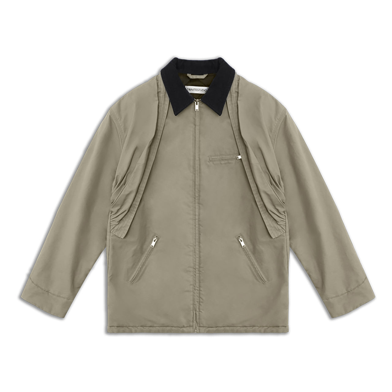 Grey Green Lapel Washed Workwear Jacket