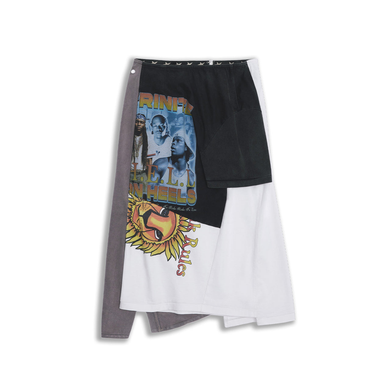 Vintage Pattern T-shirt Paneled Skirt