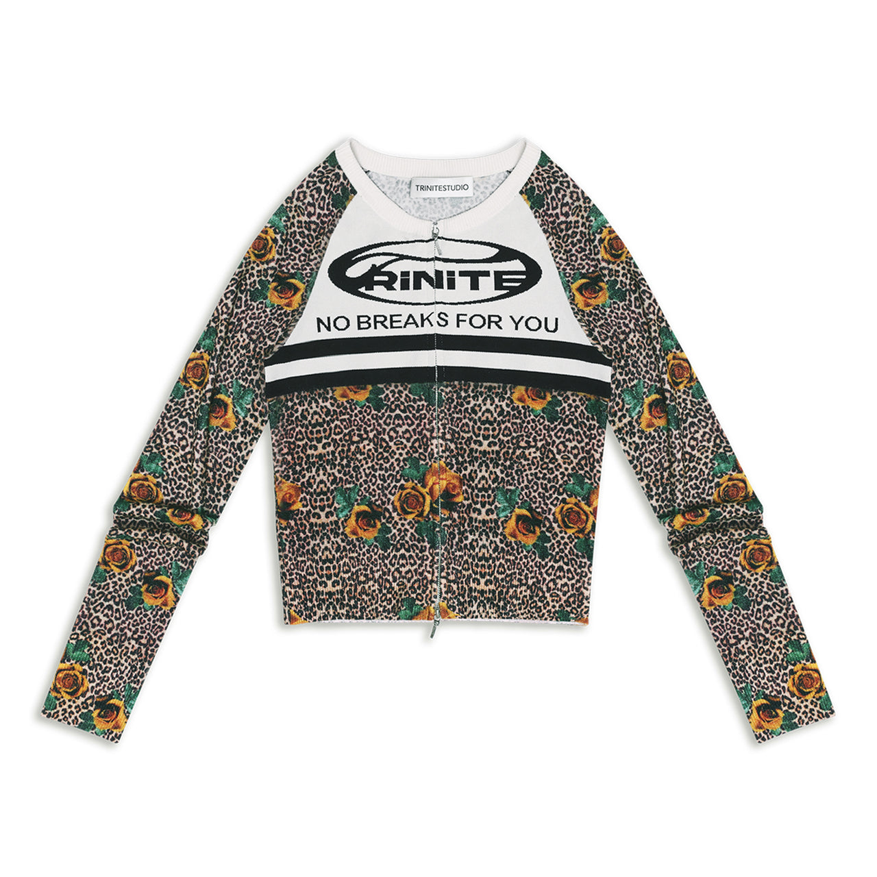 Leopard&Rose Pattern Printing Round-neck Knit