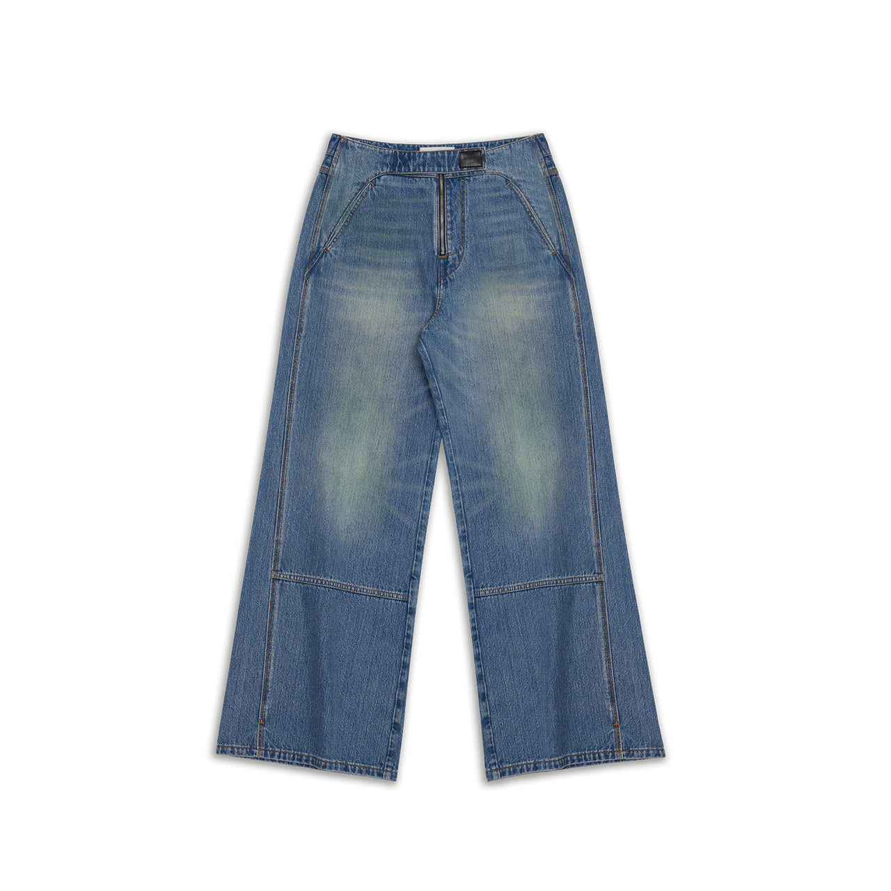 Leather Label Decoration Velcro Loose Jeans