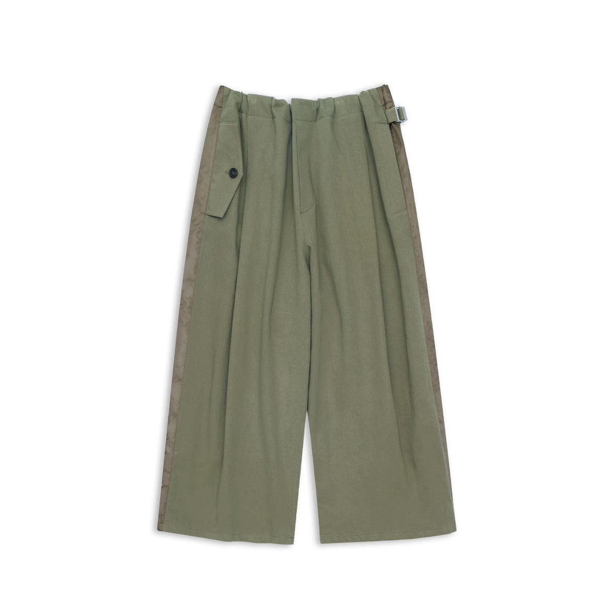 Vintage Olive Drawstring Wide-Leg Trousers