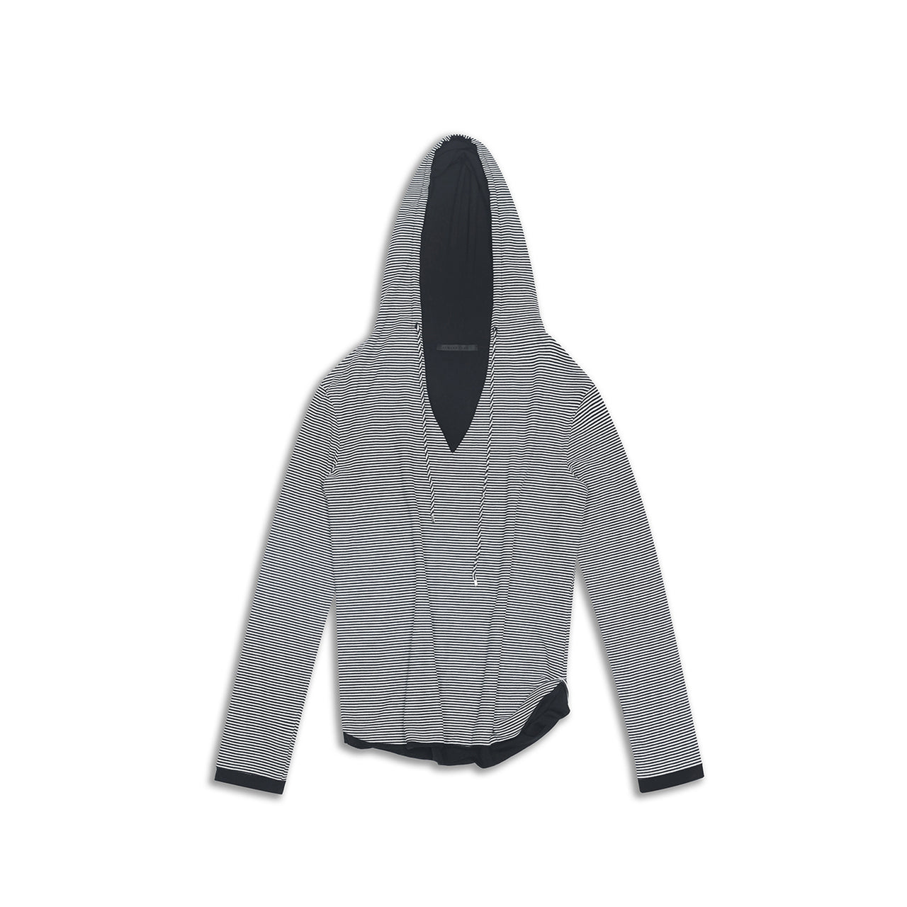 Striped Embroidered Layered Fold-over Hoodie