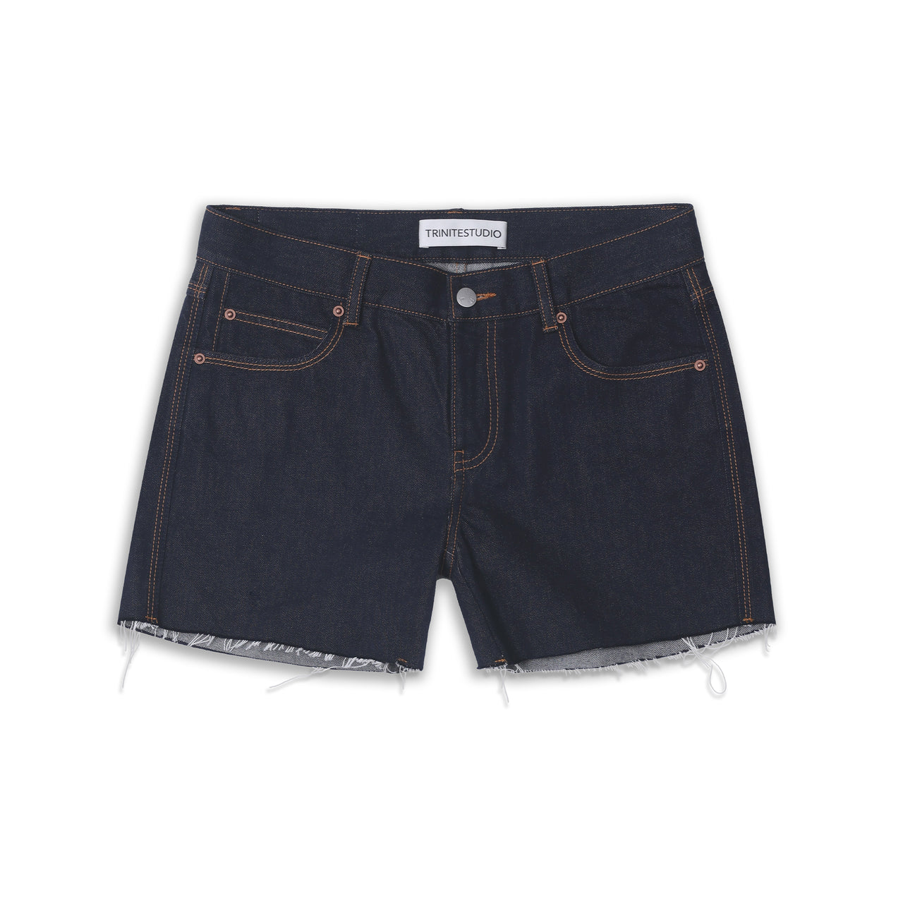 Raw Denim Mid-Rise Shorts