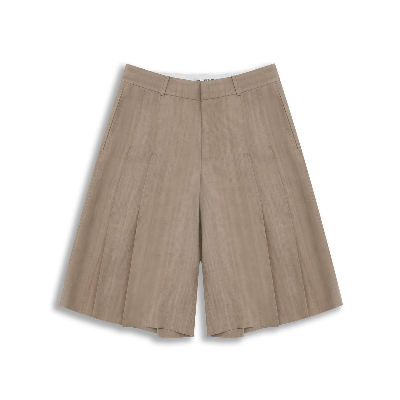 Khaki Sculptural Pleated Tailored Skort