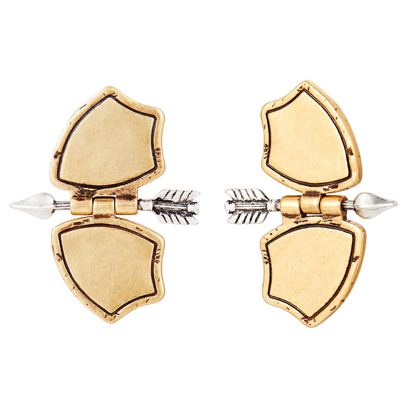 Vintage Silver Shield Arrow Symmetrical Earrings