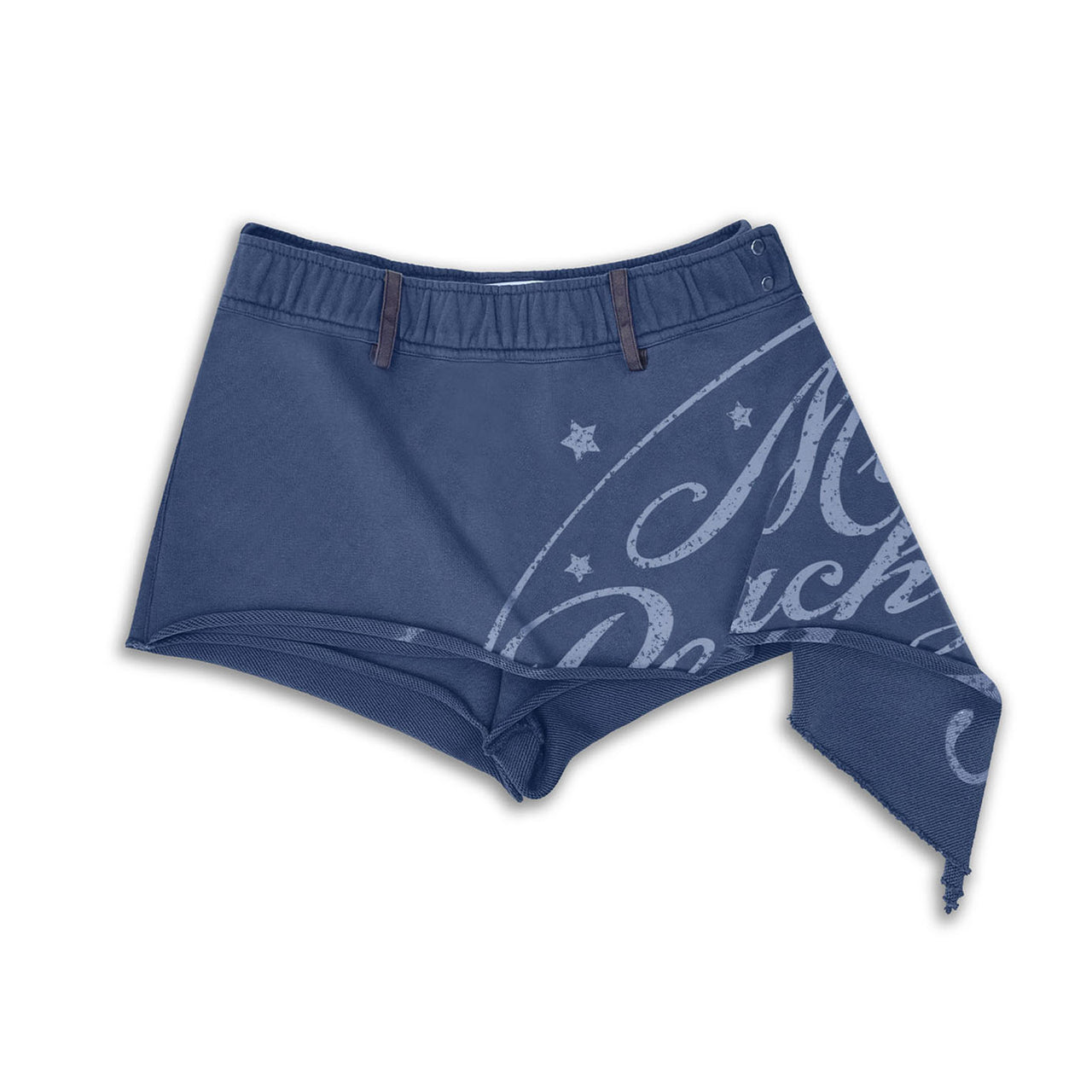 Distressed Denim Blue Graphic Track Skort