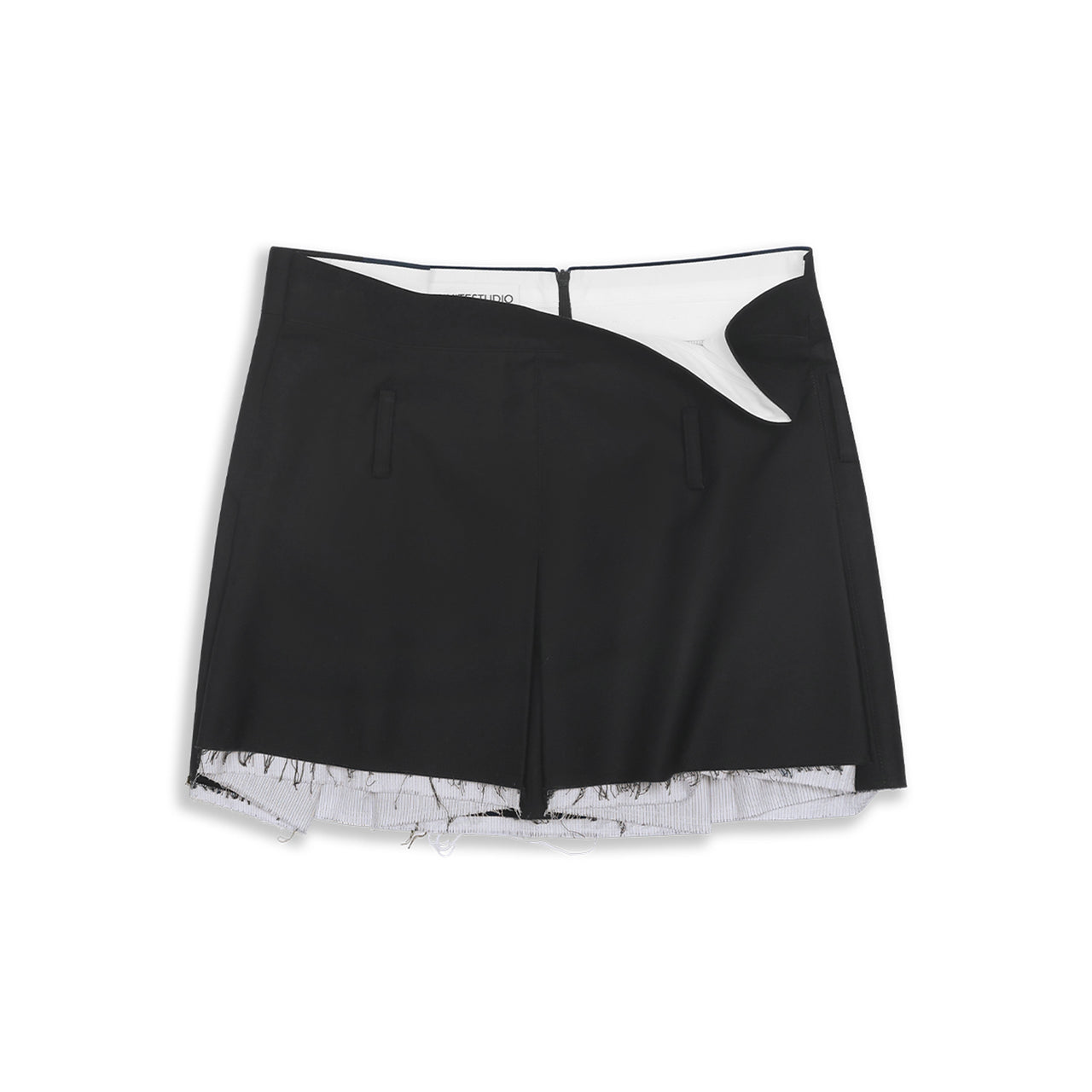 Black Deconstructed Waist Double Layer Skirt