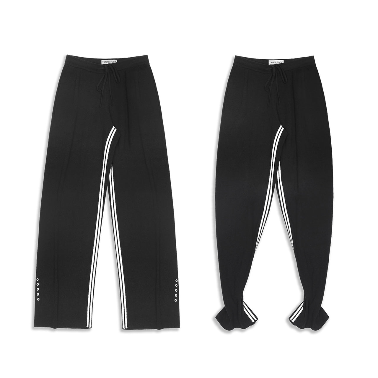 Dual-Silhouette Striped Knit Pants