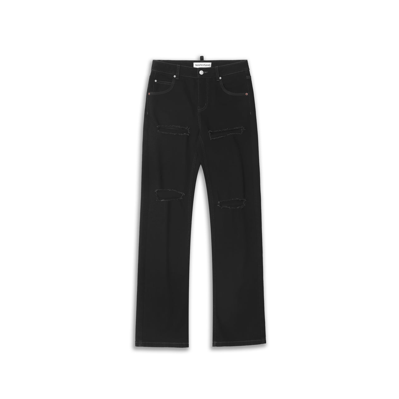Black Distressed Stretch Jeans