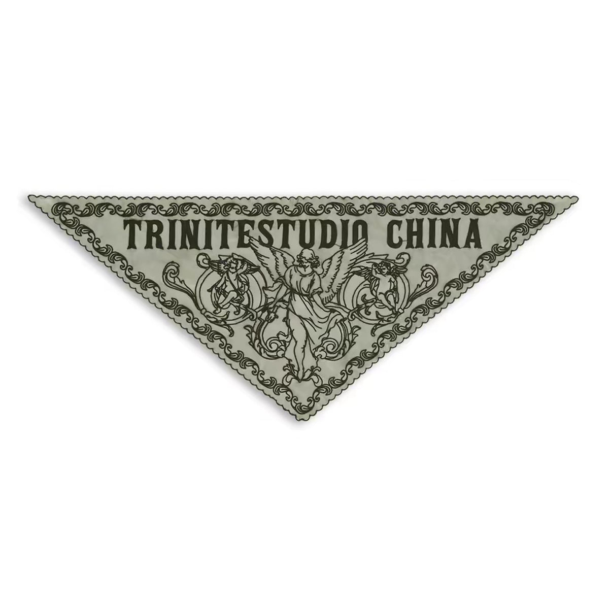Vintage Angel Full-Embroidered Triangle Scarf