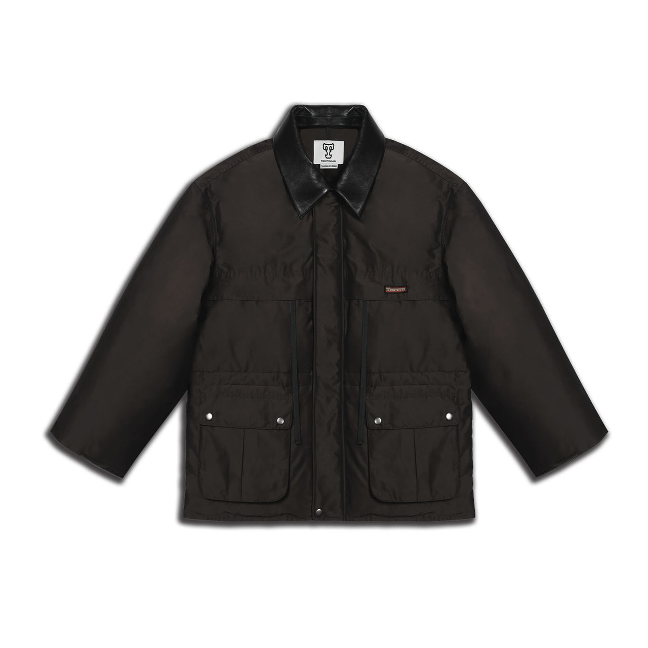 Black Detachable Leather-collar Down Jacket