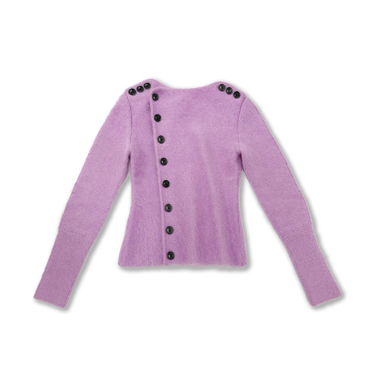 Pink Victorian-style Asymmetric Button Mohair Wool Cardigan