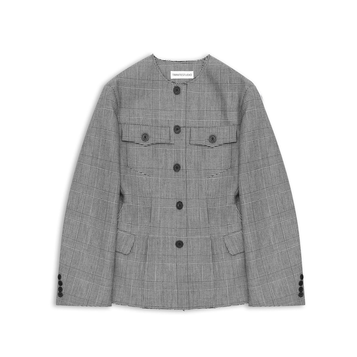 Prince of Wales Check Waisted Blazer