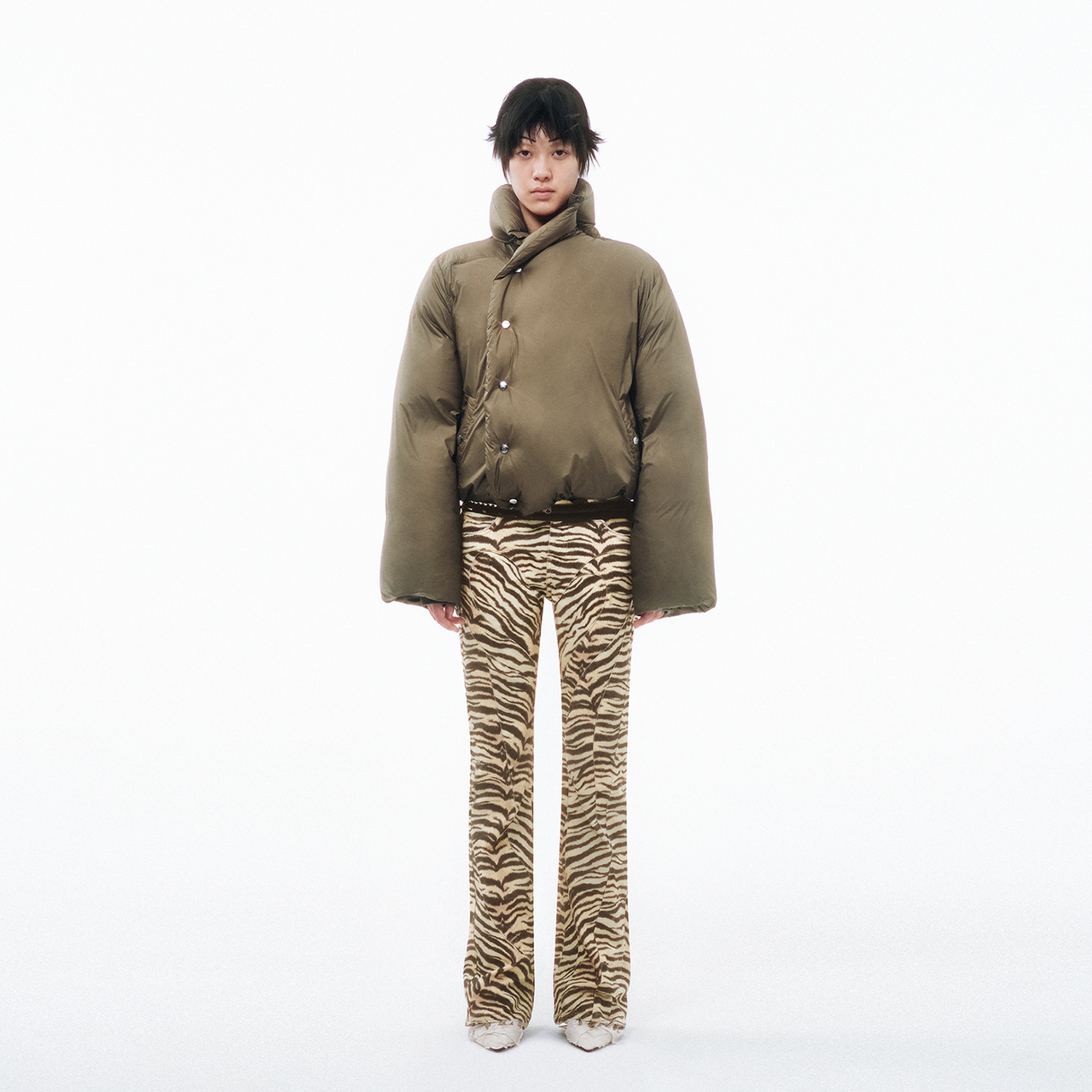 Tiger-stripe Streamline Panel Flared Jeans