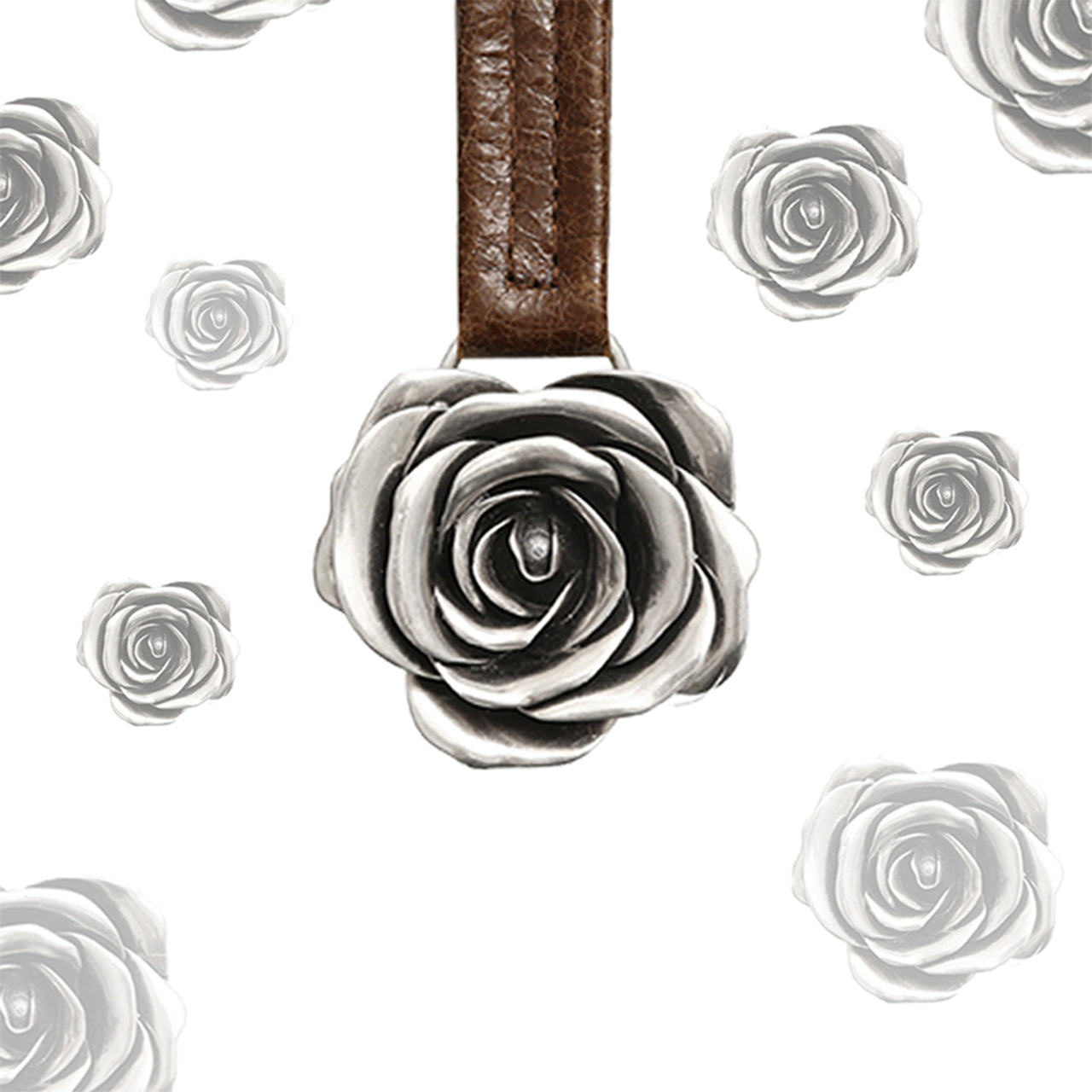 Distressed Metal Rose Leather Pendant