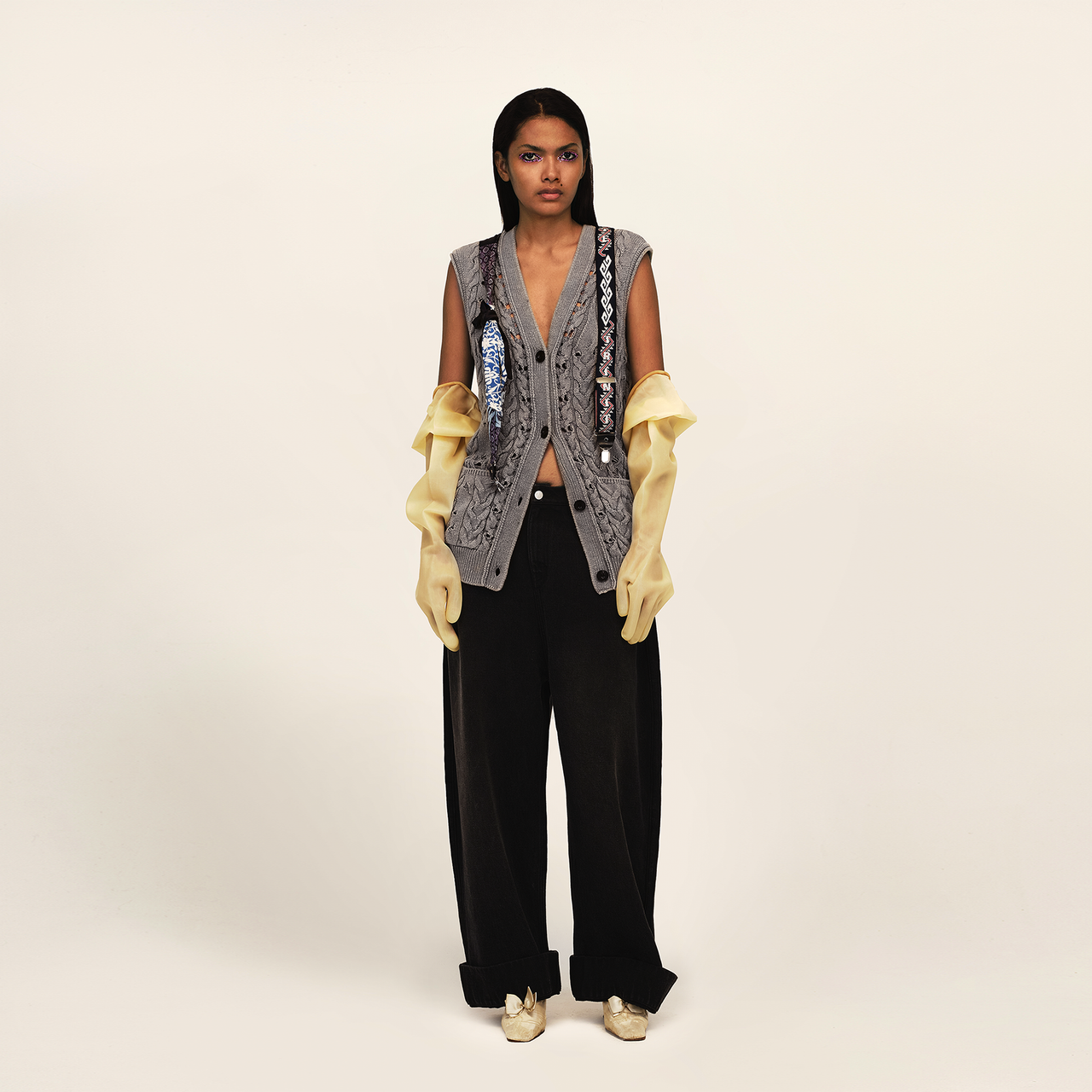 Grey Distressed Knitted Vest