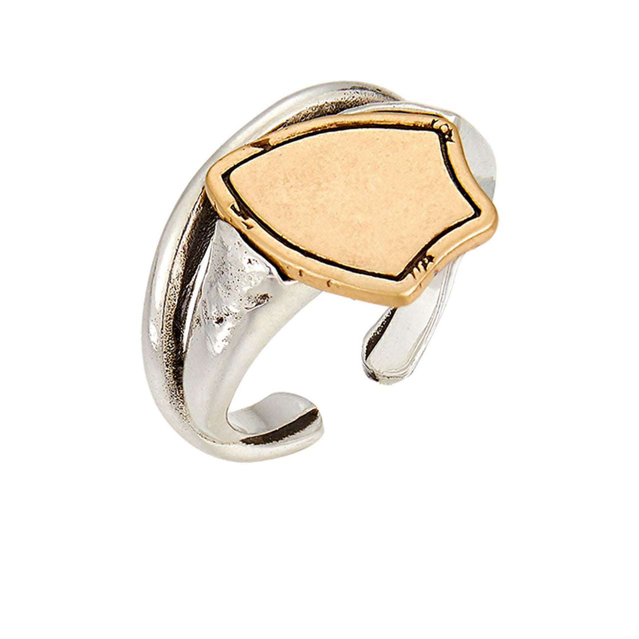 Vintage Silver Double-Layer Shield Ring
