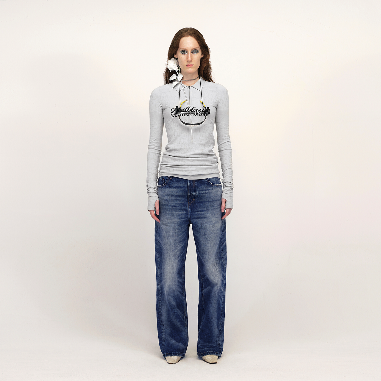 Dark Blue Destruction Loose Jeans