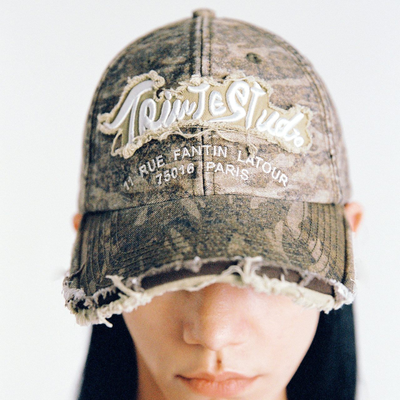 Camouflage Distressed Washed Embroidered Baseball Cap