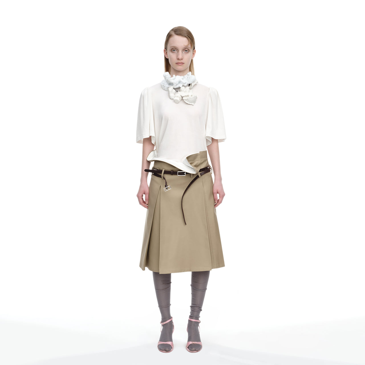 Brown Split Stud Leather Belt