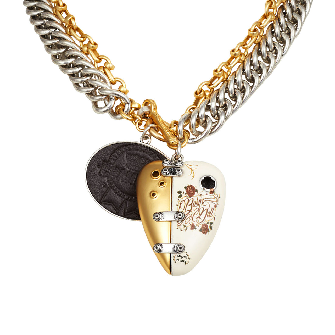 Vintage Motorcycle Heart Layered Necklace