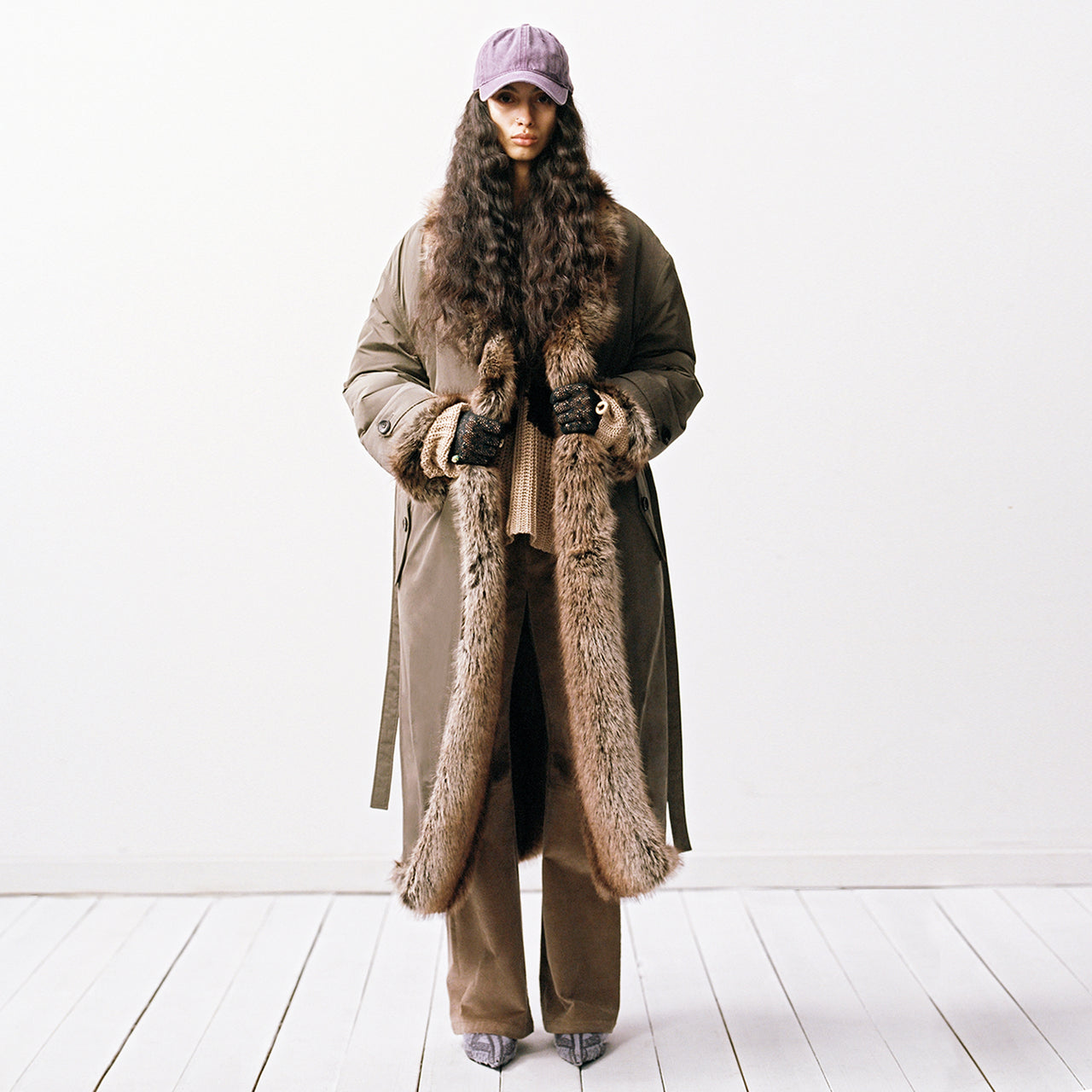 Reversible Eco-Fur Trench Coat