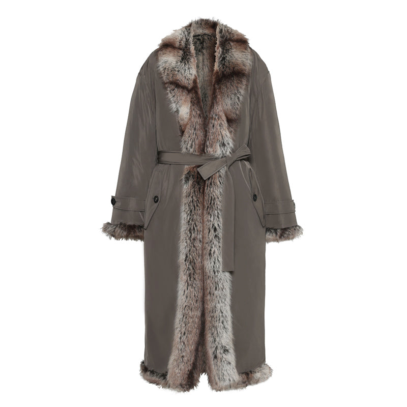 Reversible Eco-Fur Trench Coat