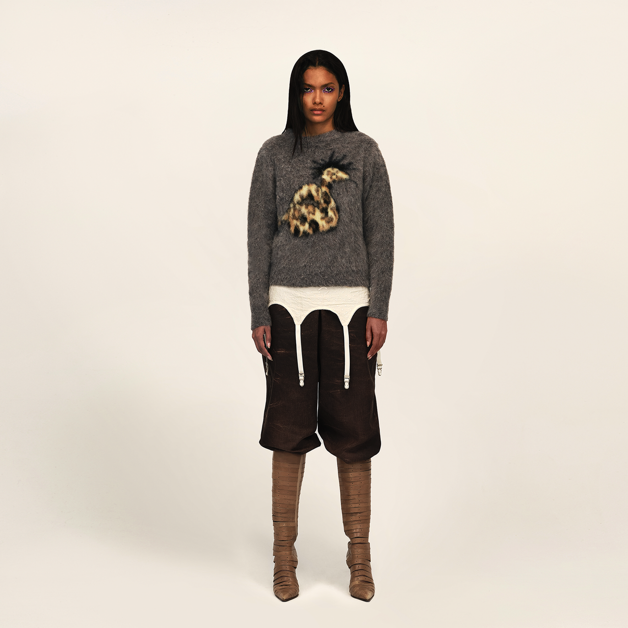Coffee & Leopard Rock Snake Pattern Sweater