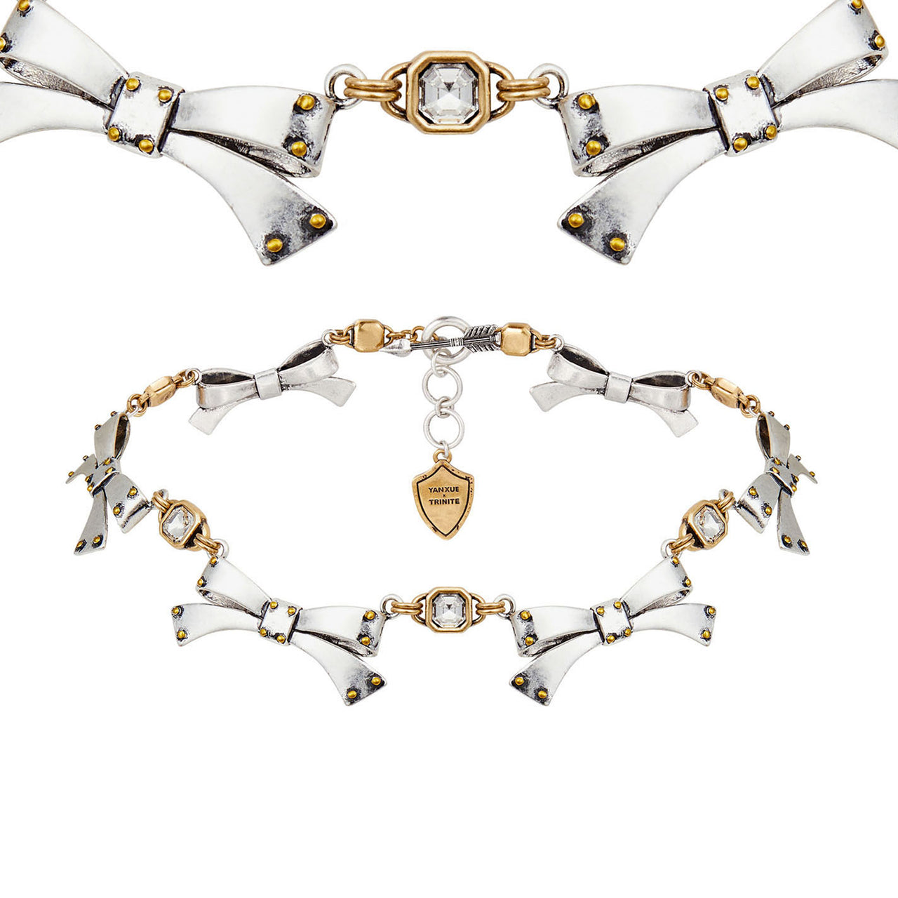 Vintage Silver Bow Zircon Choker