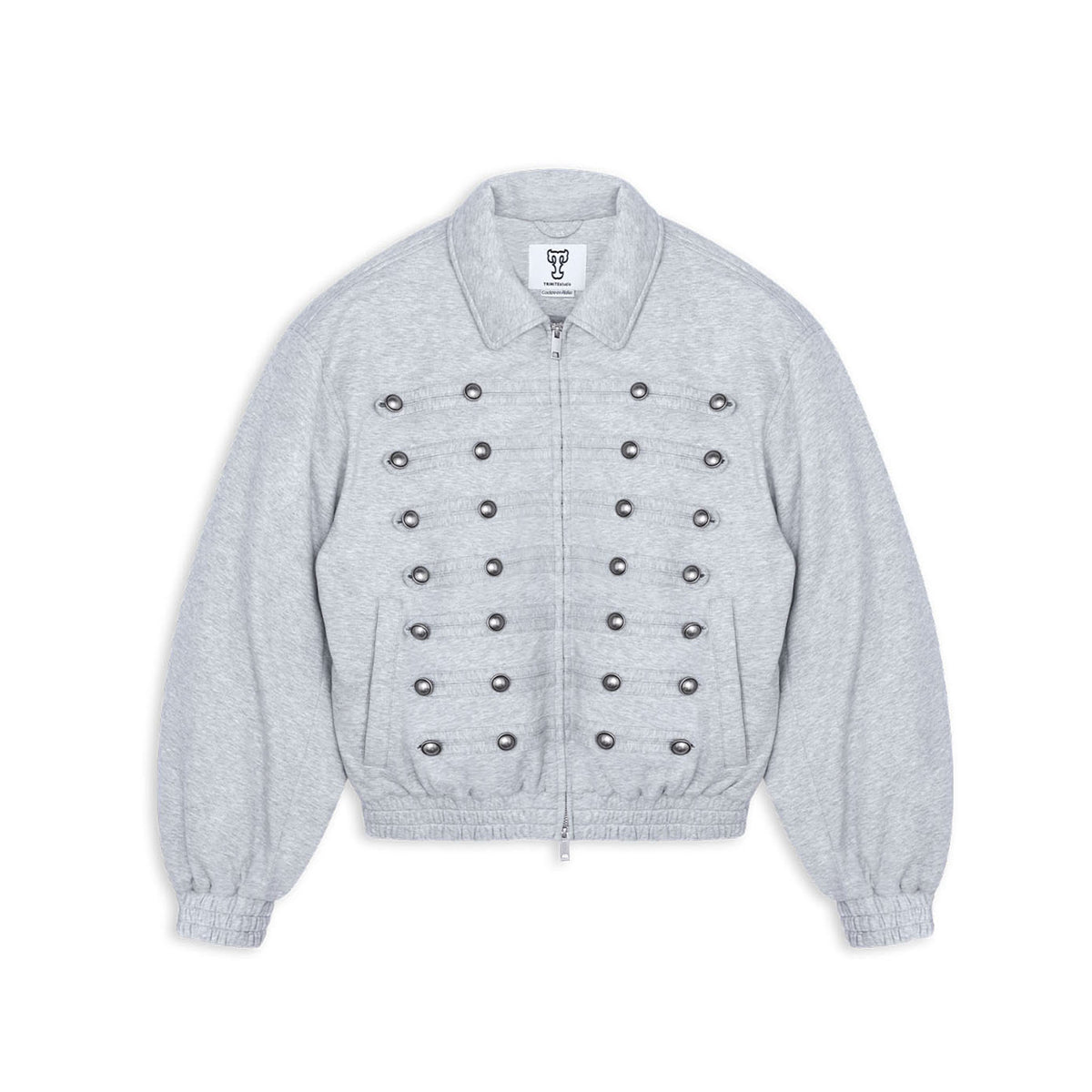 Heather Grey Victorian Military Padded Bomber Jacket