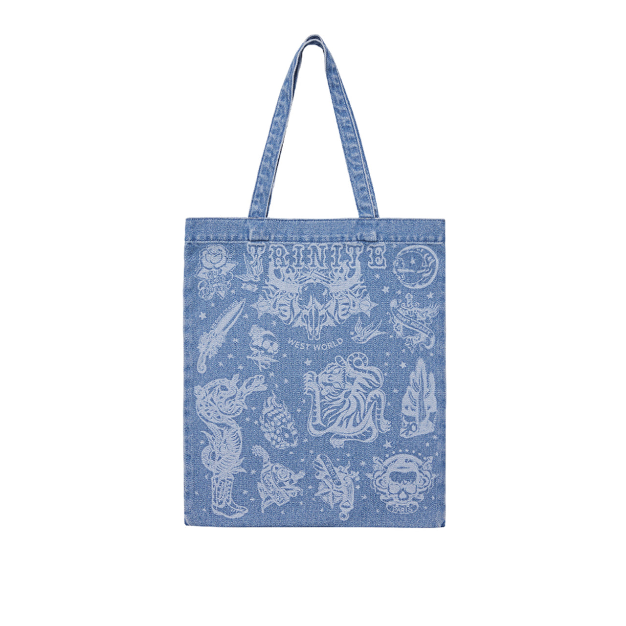 Blue Washed Laser Denim Tote Bag