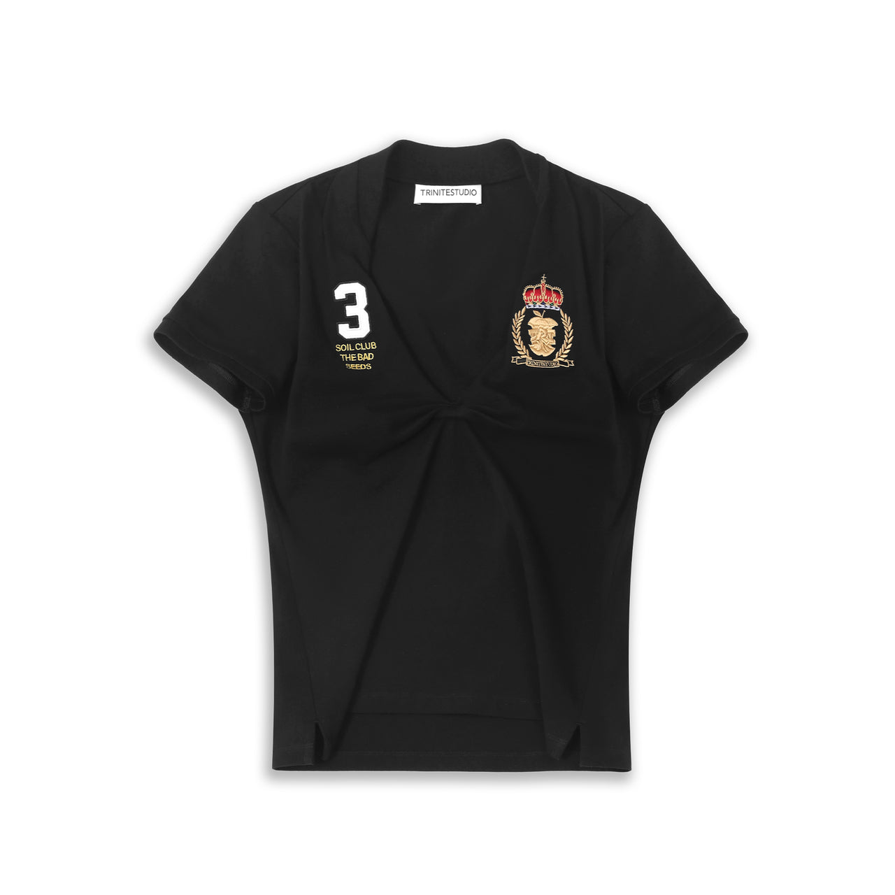 Black Knotted Deconstructed Polo Top
