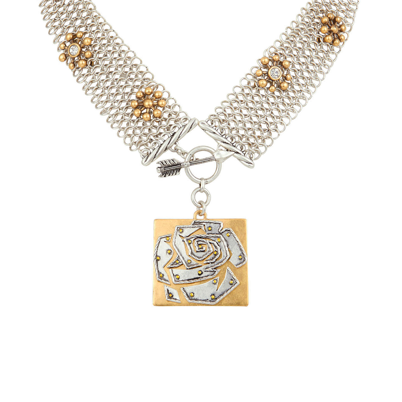 Vintage Silver Flower Diamond Rose Choker