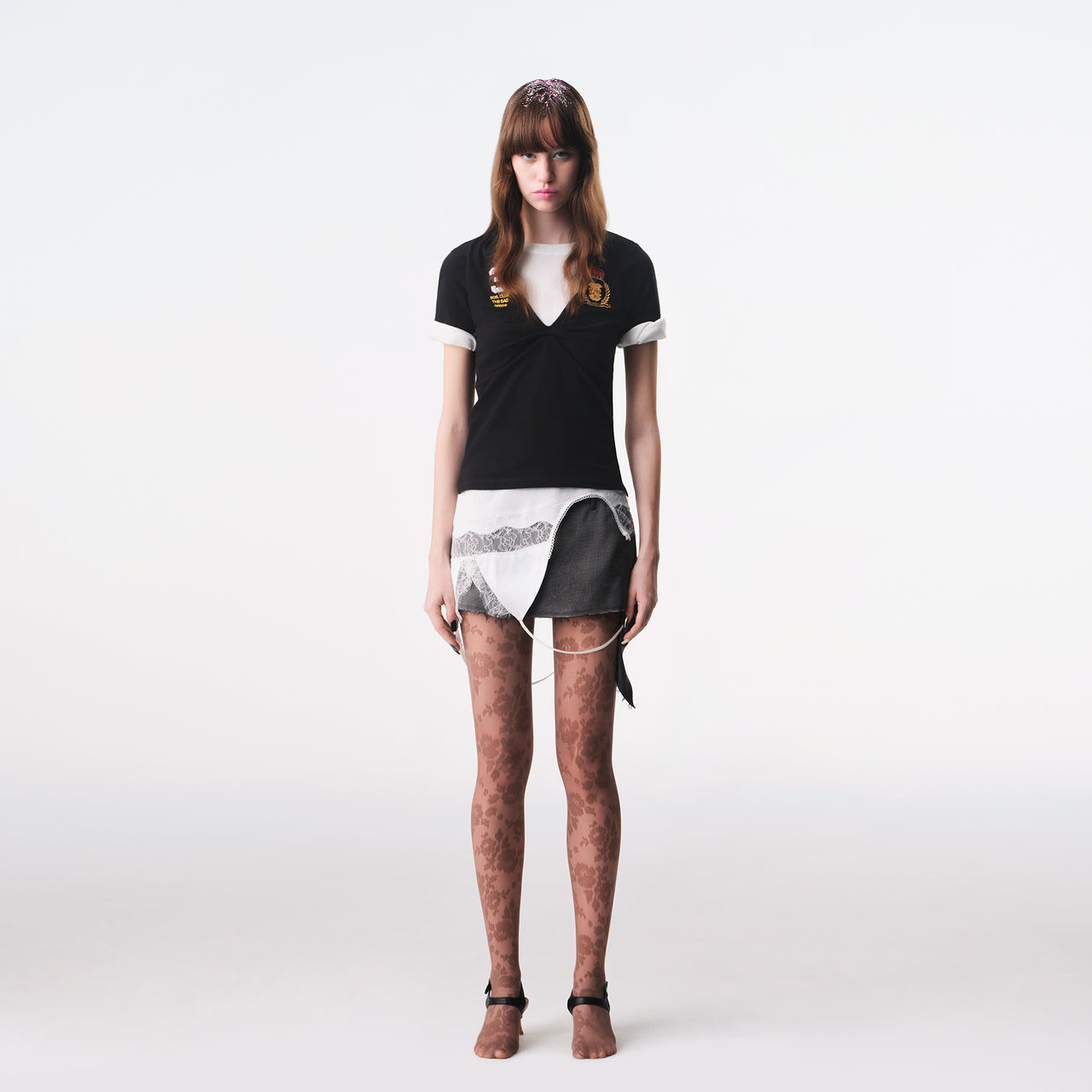 Black Knotted Deconstructed Polo Top