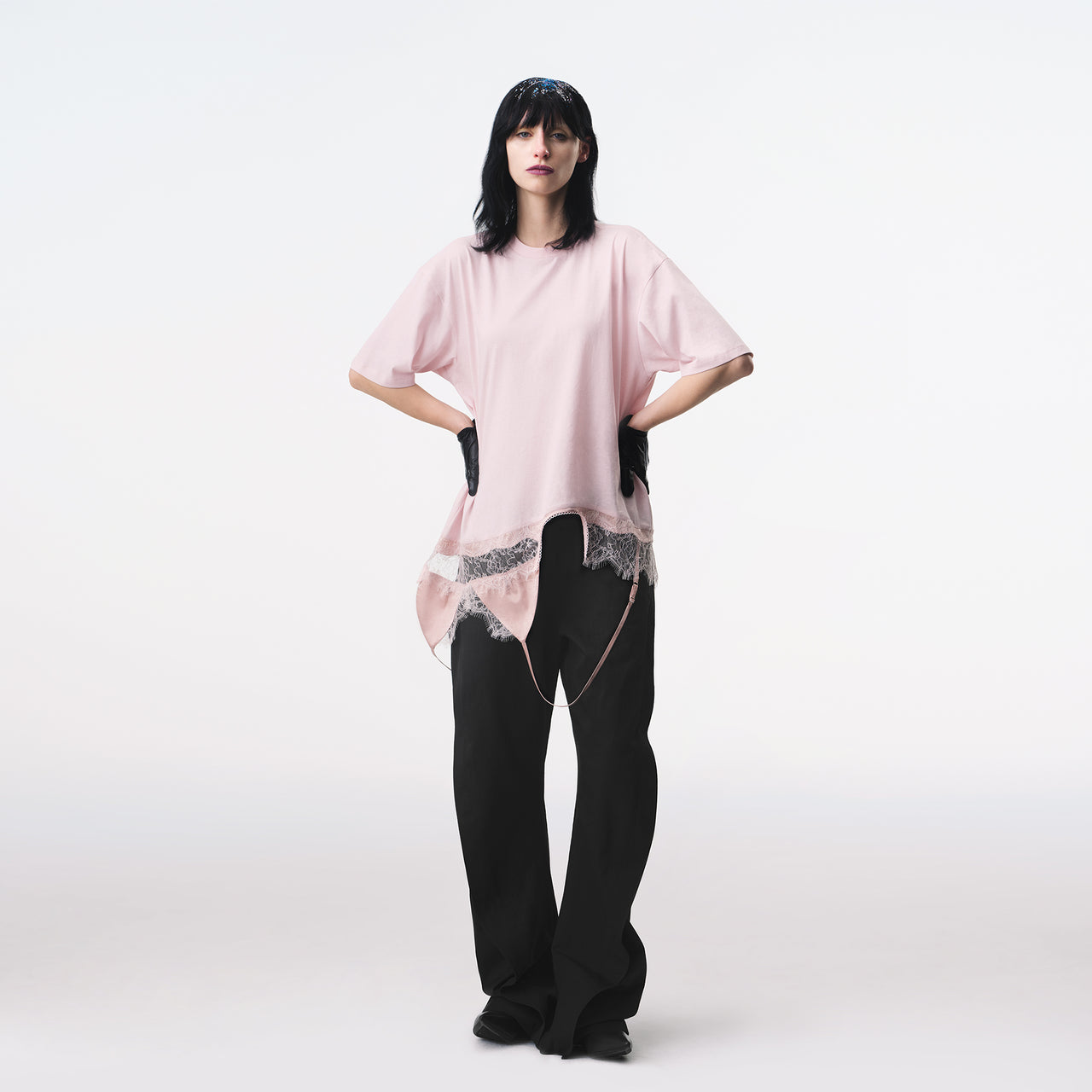 Black Utility Panel Curved Trousers