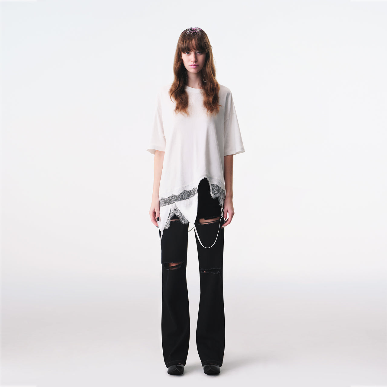 White Deconstructed Slip Top