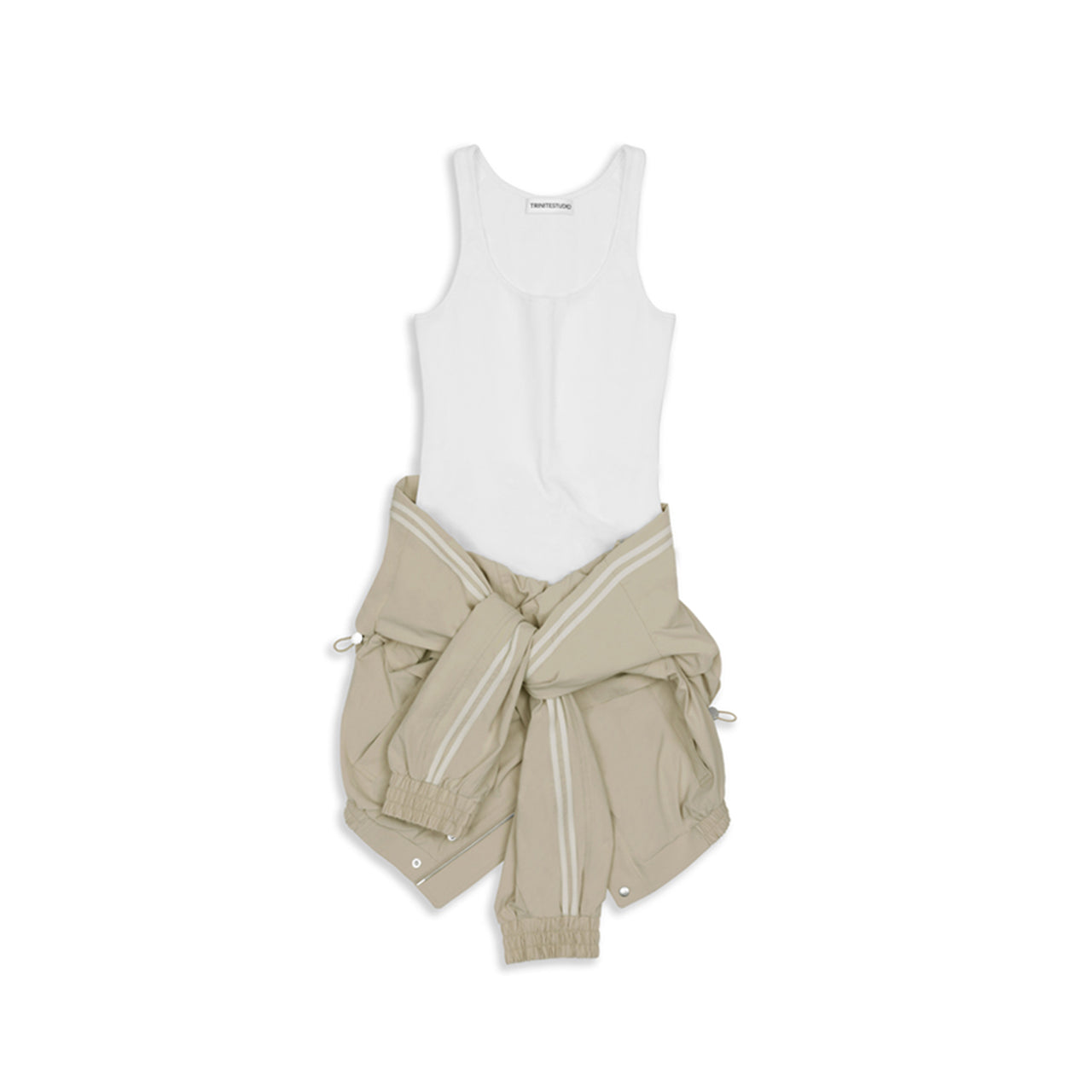 Khaki Deconstruction Paneled Sleeveless Dress