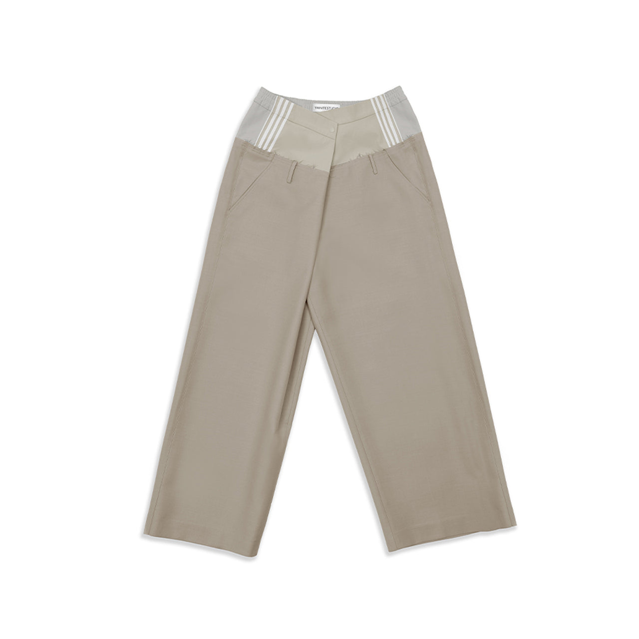 Light Khaki Paneled Sport Style Loose Trousers