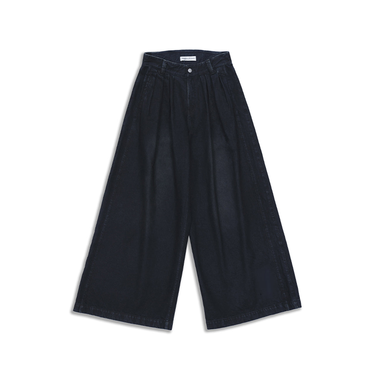 Dark Blue Pleats Loose Jeans