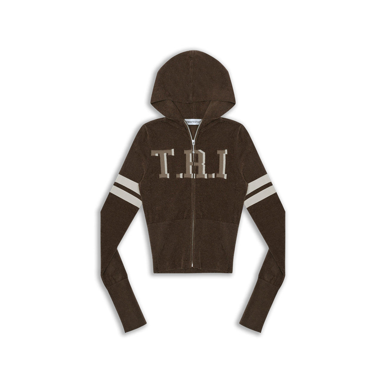 Coffee Jacquard Knit Zip Hoodie
