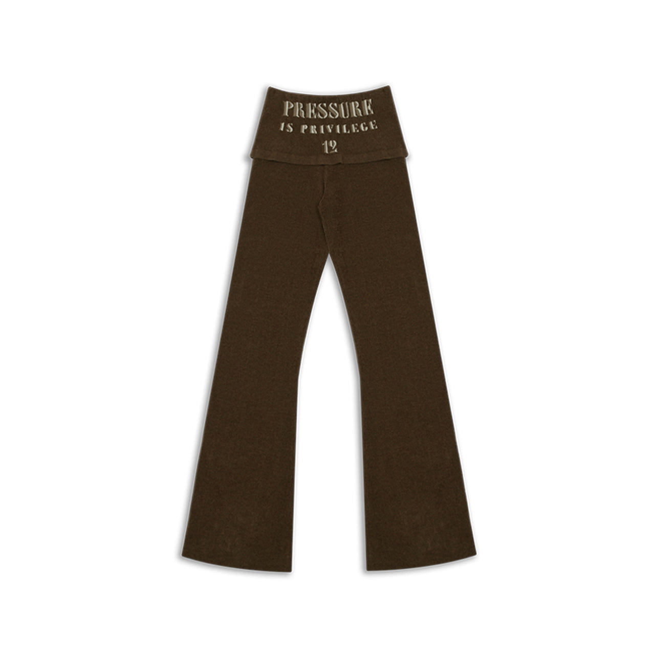 Coffee Jacquard Knit Rolled Pants