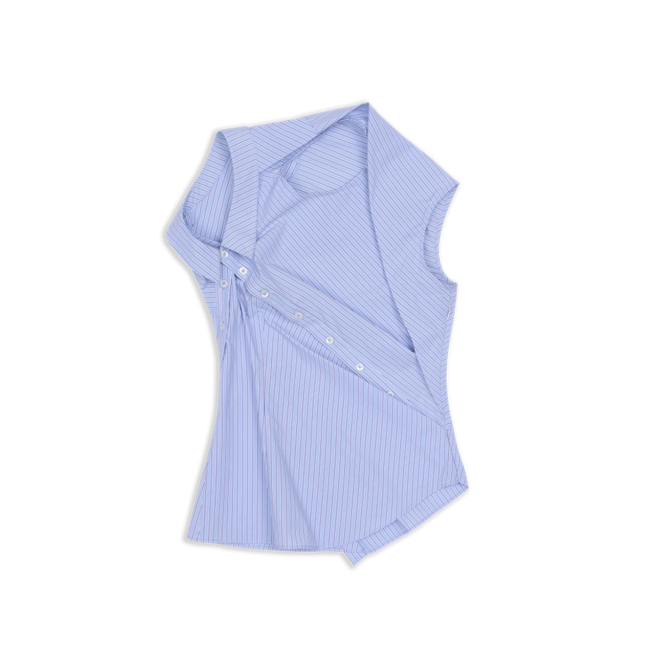 Deconstructed Stripe Asymmetric Sleeveless Shirt