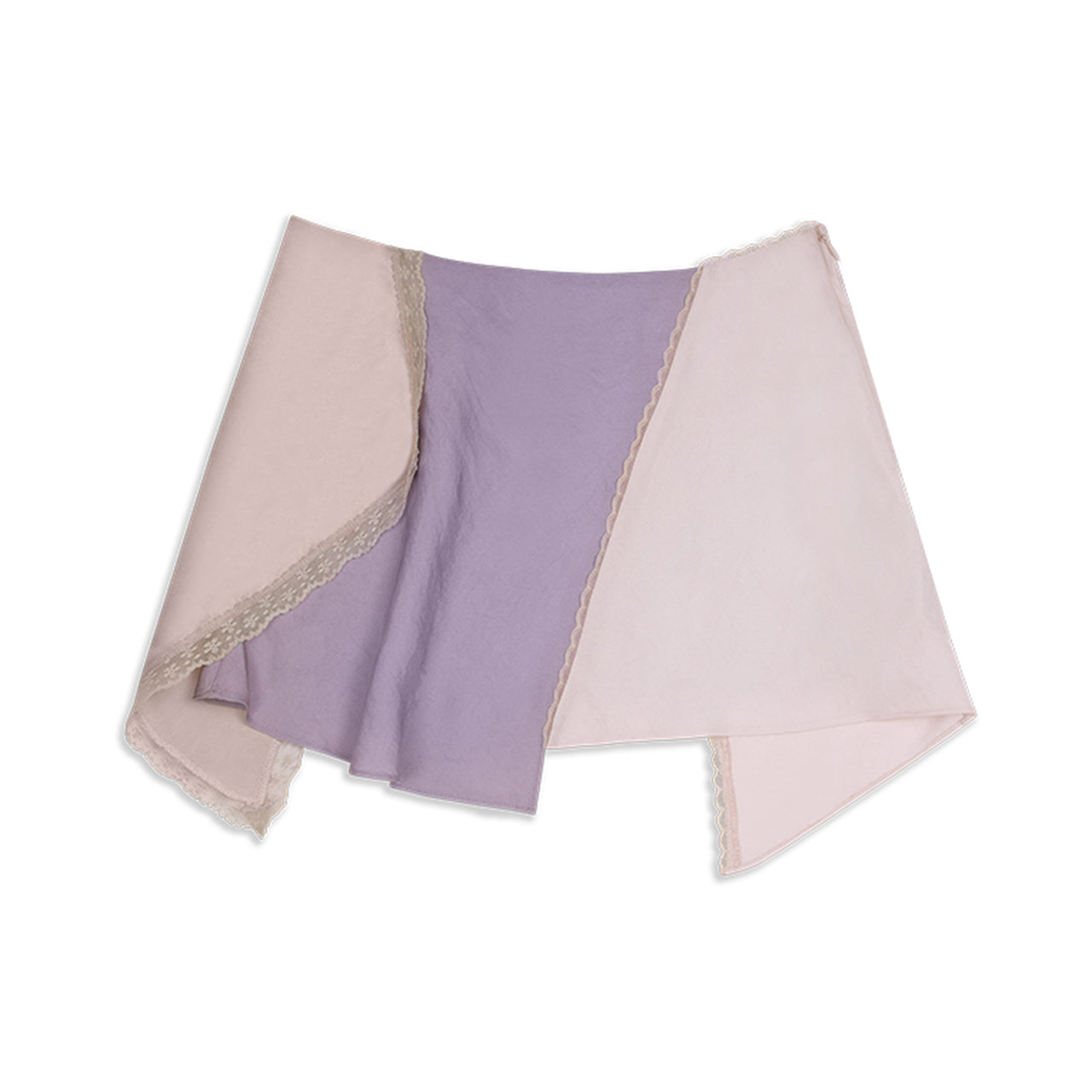 Purple-Pink Asymmetrical Patchwork Lace Mini Skirt